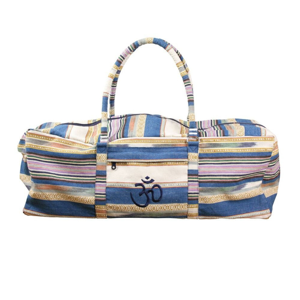 Fitness Mad Yoga Deluxe Bag in Blue - Cotton with Pockets - Waterproof
