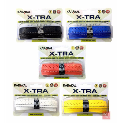 Karakal (Red) Karakal PU X-TRA Raised Ridge Breathable Control Racket Grip - 1 Single