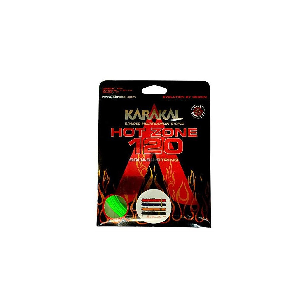 (Green) Karakal Hot Zone 120 Squash Racket Strings Durable Power Multifilament Coil 10m