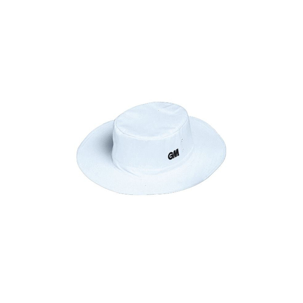 (L) Gunn & Moore GM Cricket Panama Hat Reinforced Wide Brim Full Lined - White