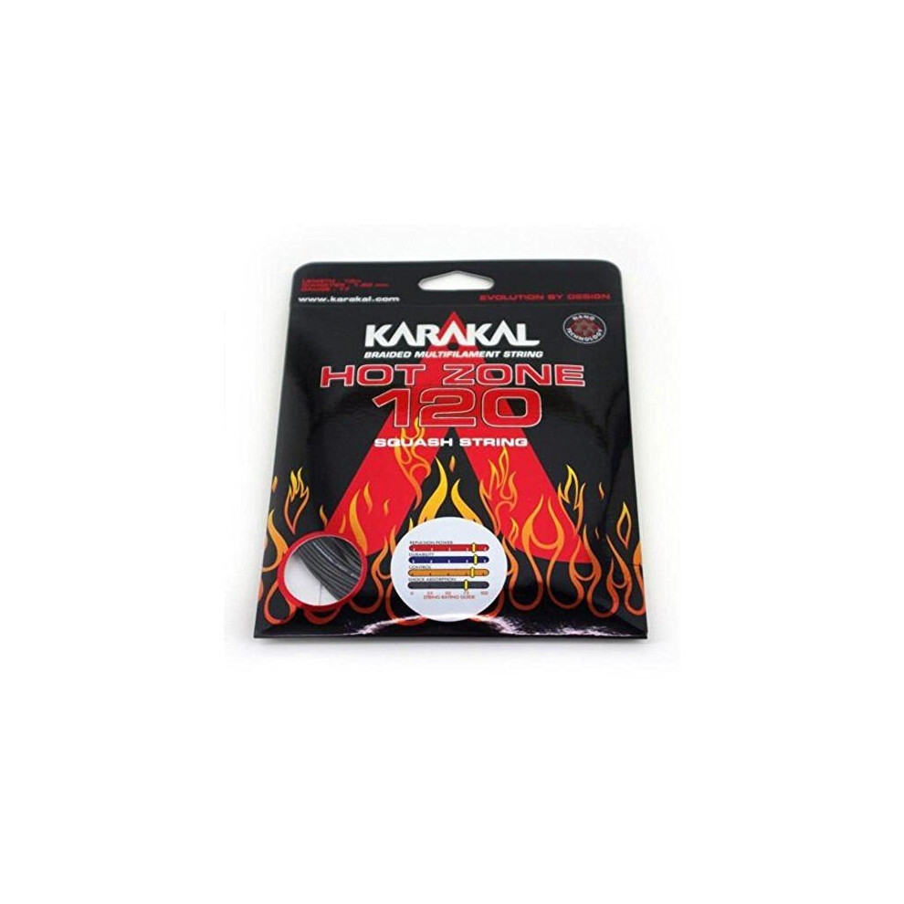 (Orange) Karakal Hot Zone 120 Squash Racket Strings Durable Power Multifilament Coil 10m