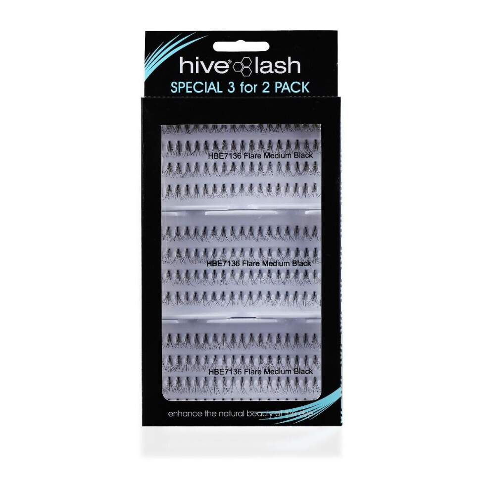 Hive Of Beauty Triple Pack Short Black Flare Eyelashes Individual Lashes