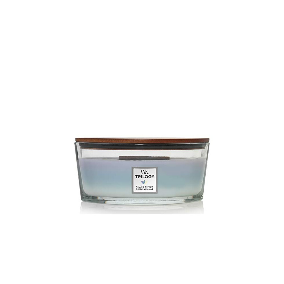Woodwick Ellipse Trilogy Scented Candle With Crackling Wick | Calming Retreat | Up To 50 Hours Burn Time, Calming Retreat