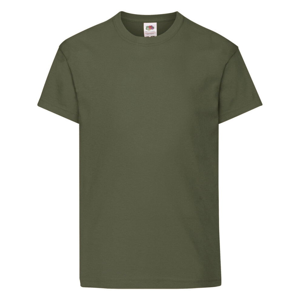 (Classic Olive, 14-15) FOTL Kids Original T-Shirt