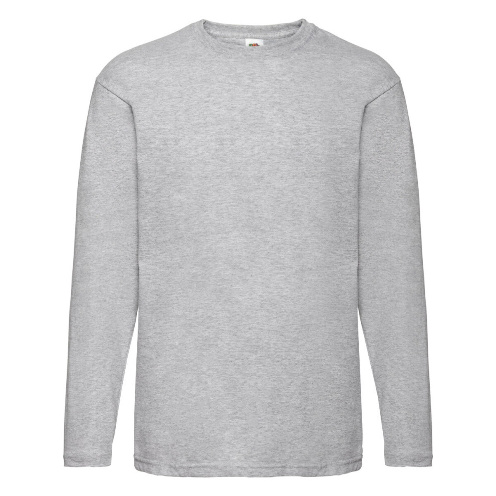 Fruit Of The Loom (Heather L) Valueweight Long Sleeve T-Shirt For Mens Grey