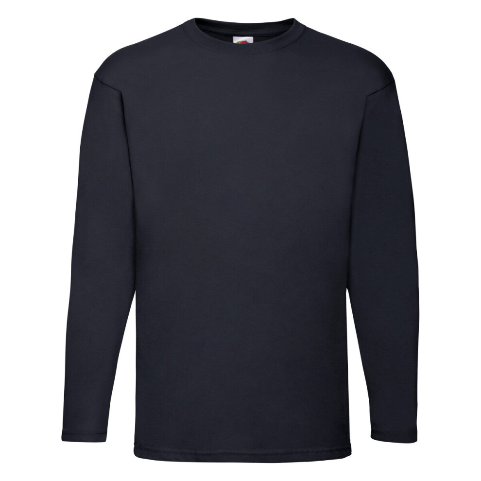 Fruit Of The Loom (Deep Navy, 2XL) Valueweight Long Sleeve T-Shirt For Mens