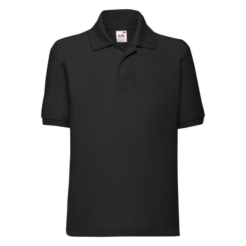 Fruit Of The Loom (, 7-8) Children's 65/35 Pique Polo Black