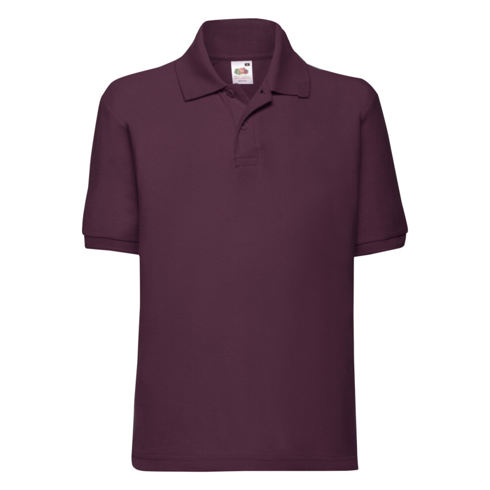 Fruit Of The Loom (Burgundy, 12-13) Children's 65/35 Pique Polo Red