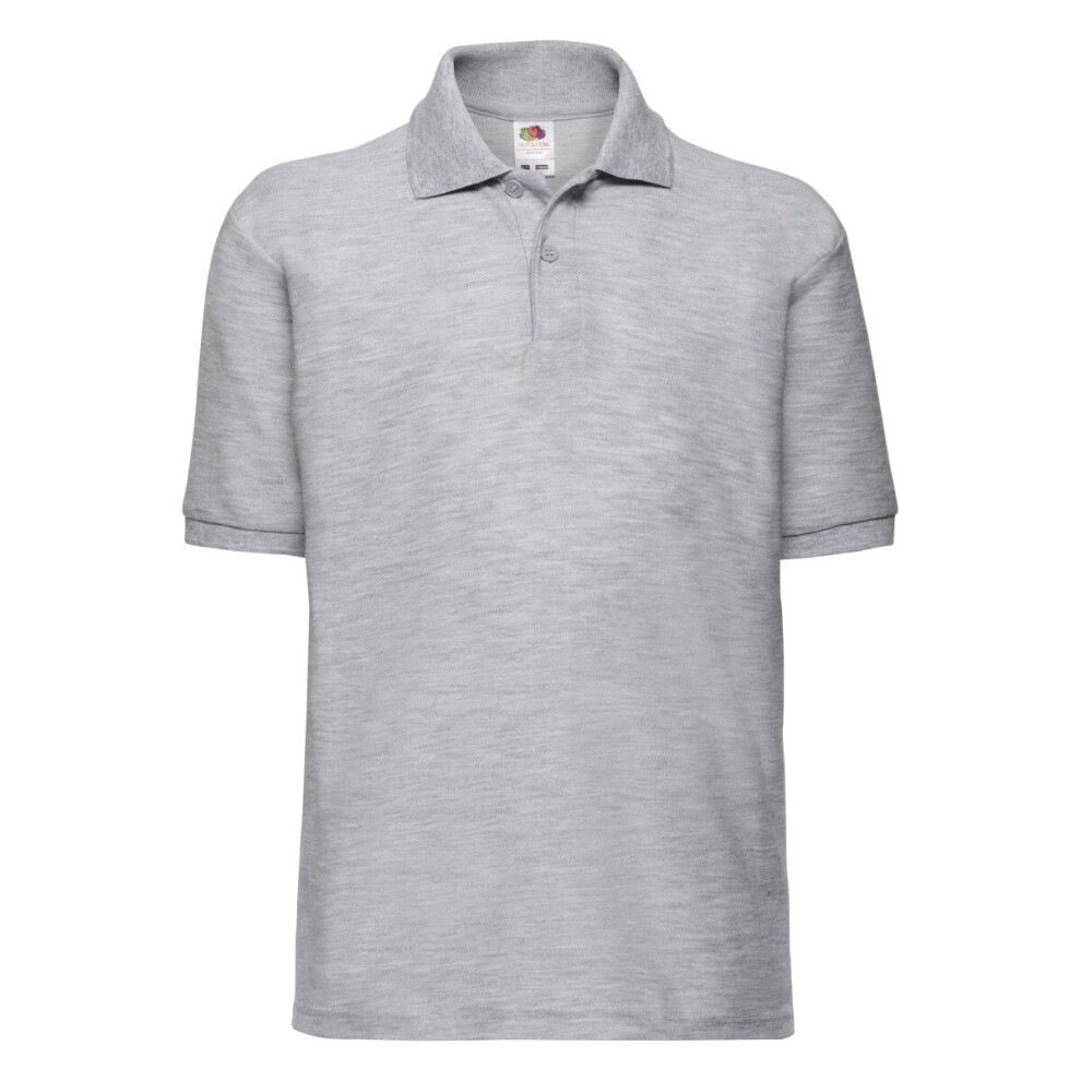 (Heather Grey, 7-8) Children's 65/35 Pique Polo