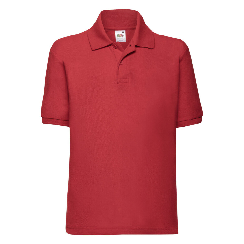 Fruit Of The Loom (, 7-8) Children's 65/35 Pique Polo Red