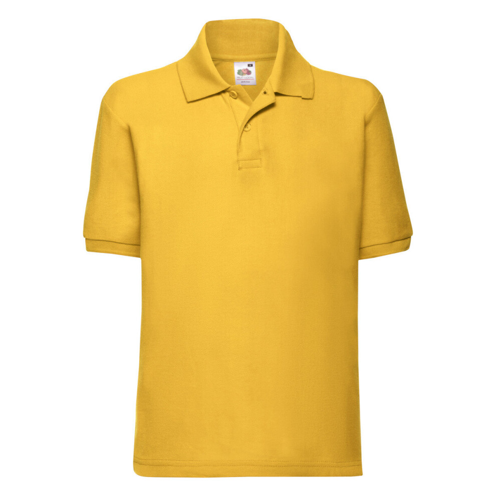 Fruit Of The Loom (Sunflower, 14-15) Children's 65/35 Pique Polo Yellow