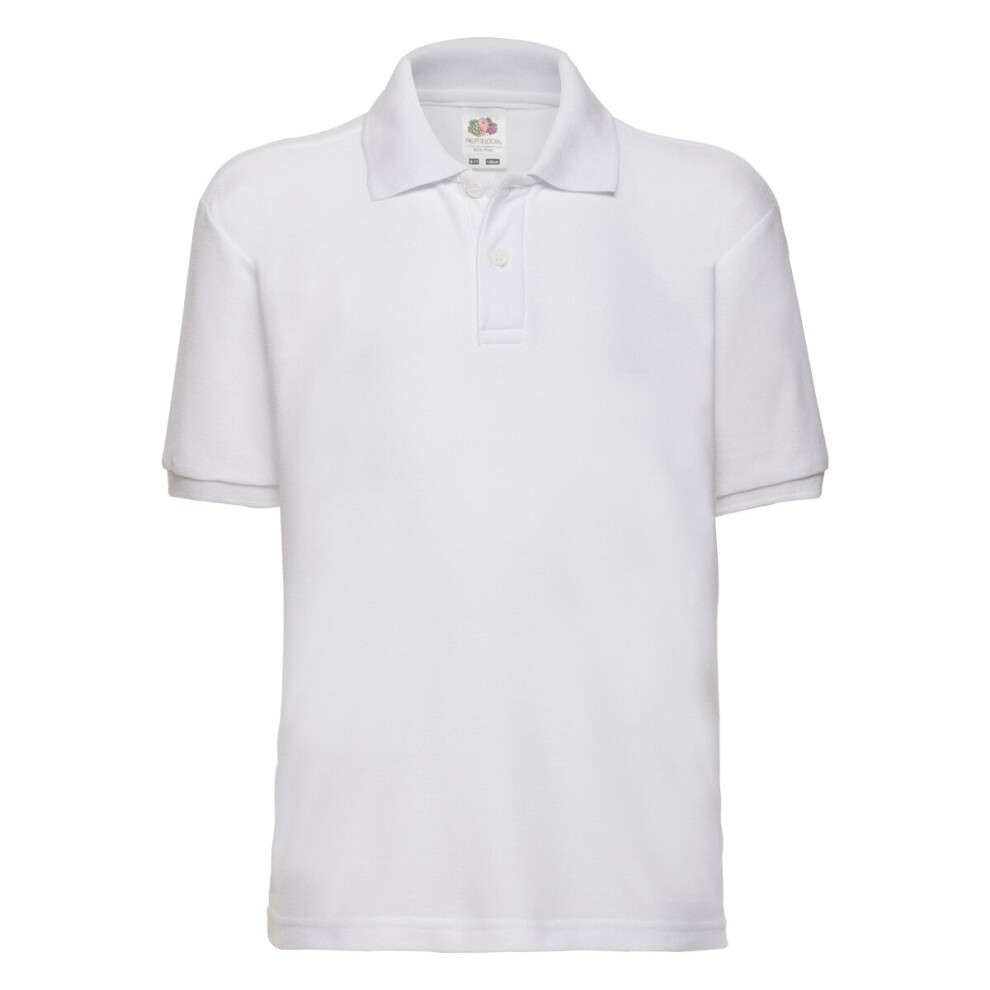 (White, 12-13) Children's 65/35 Pique Polo