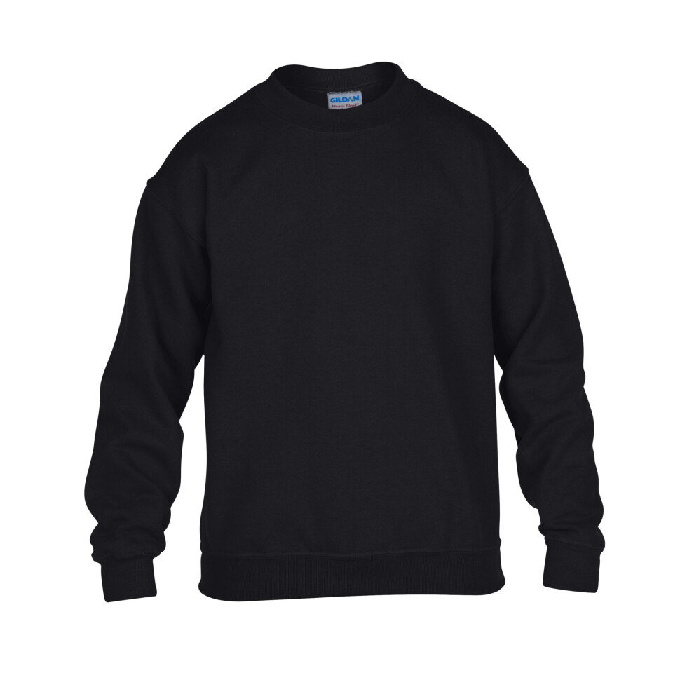 (Black, L) Gildan Childrens Crewneck Sweatshirt