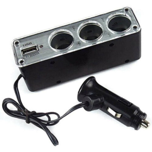 3 Way Multi Car Cigarette Socket Lighter Splitter Charger Power Adapter USB Port 1