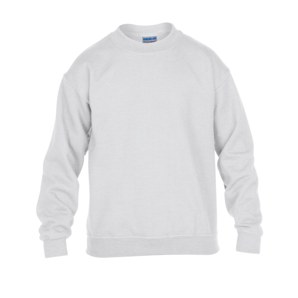 (White, L) Gildan Childrens Crewneck Sweatshirt