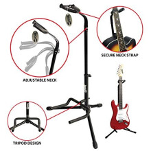RockJam RJGS01 Universal vertical Guitar Stand for all Guitars Classic Guitar Stand Acoustic Guitar Stand Electric Guitar Stand and Bass Guitar Stand