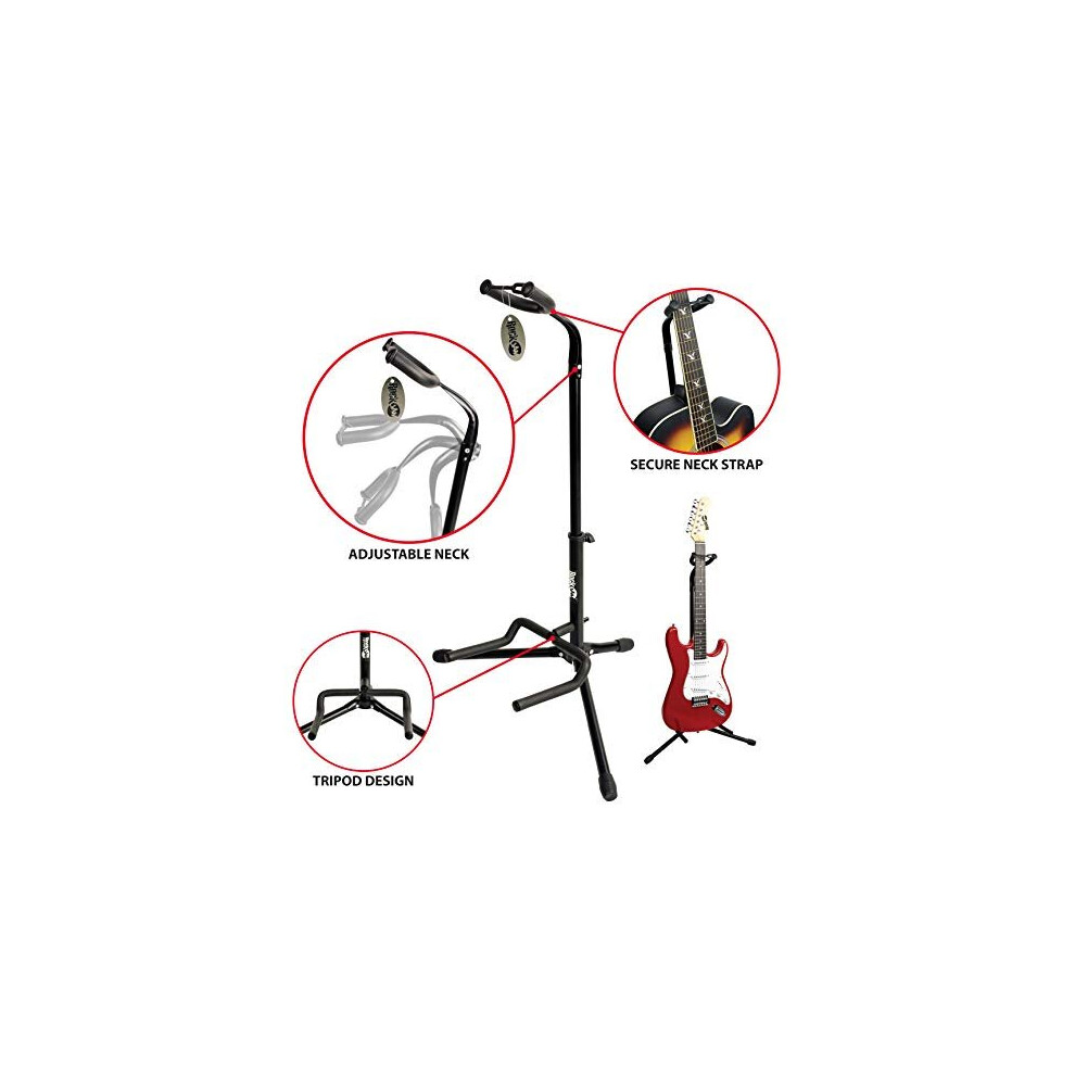 RockJam RJGS01 Universal vertical Guitar Stand for all Guitars Classic Guitar Stand Acoustic Guitar Stand Electric Guitar Stand and Bass Guitar Stand