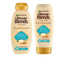 Garnier Ultimate Blends Shampoo & Conditioner Set | Argan Richness With Moroccan Argan Oil and Almond Cream Nourishing for Dry, Unruly Hair | 360 ml