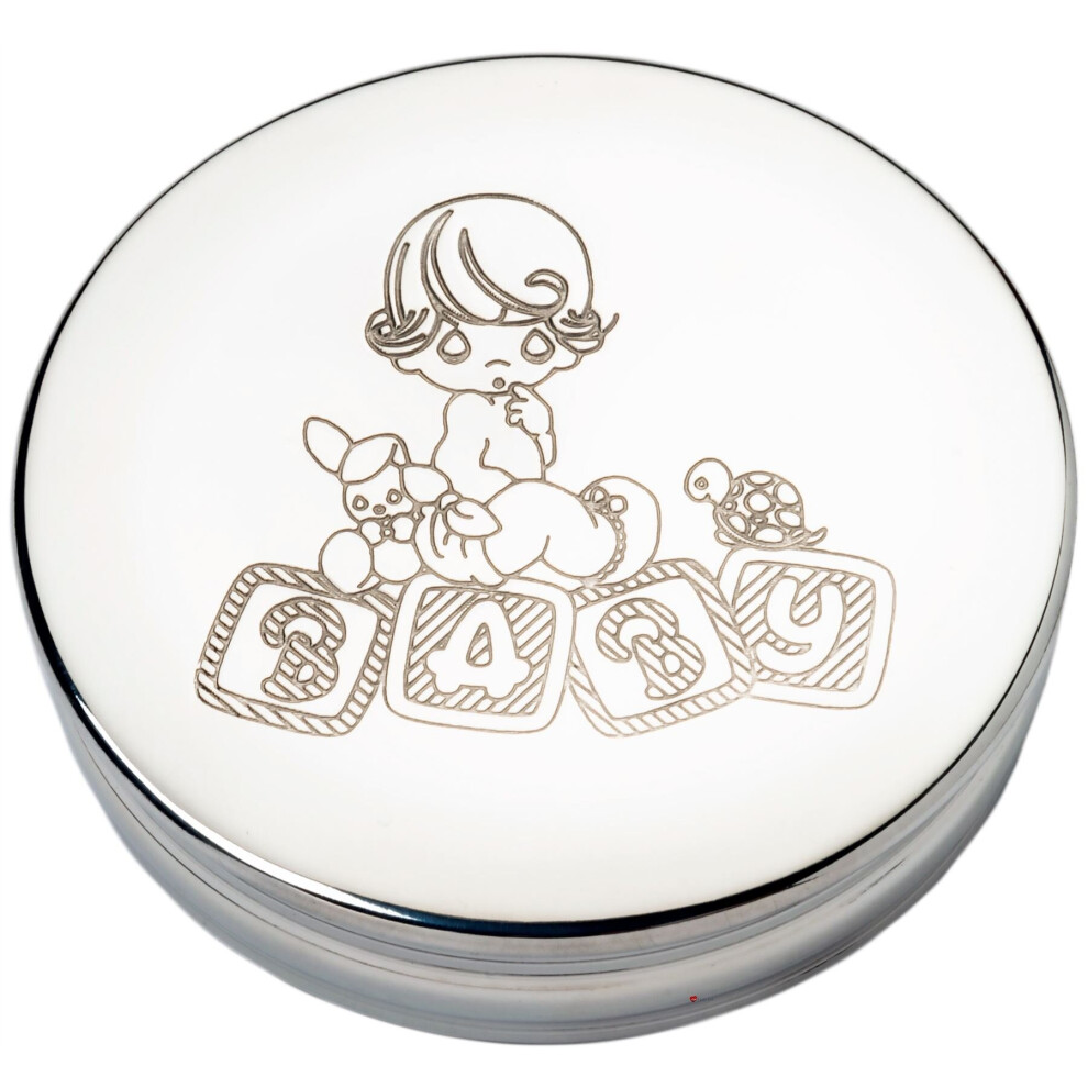 Children's Pewter Keepsake Trinket Box Baby Scene Lid Christening Gift I Luv Ltd