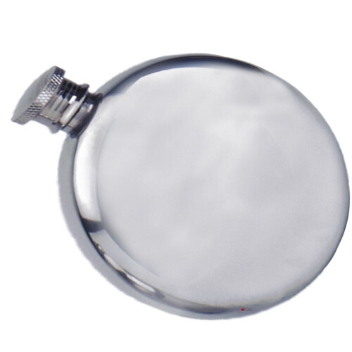 Sporran Flask Round Plain Design 6oz Screw Top Engravable Rounded Bottom 2