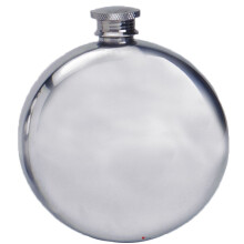 Sporran Flask Round Plain Design 6oz Screw Top Engravable Rounded Bottom