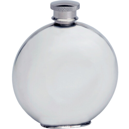 Pewter Round Flask Celtic Interlaced Design 6oz Engravable Screw Top Ideal Gift 1