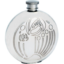 Pewter Round Flask Charles Rennie Mackintosh Glasgow Rose Screw Top 6oz
