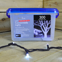 300 Ice White LED Super Long Snowtime 29.9m Connectable Lights on a Black Cable
