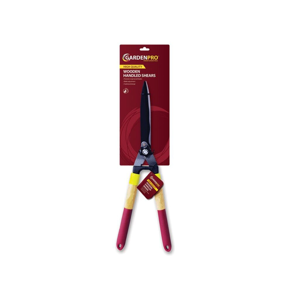 59cm (23") Garden Pro Traditional Easy Grip Wooden Handled Garden Hedge Shears