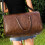 (Brown) Leather Duffle Large Bag Luggage Handbag 5