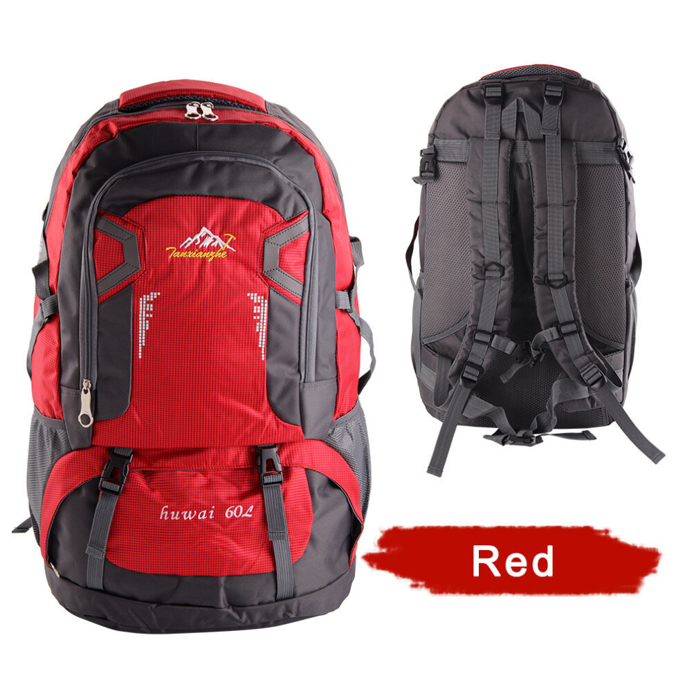 (Red) 60L Backpack Outdoor Travel Waterproof