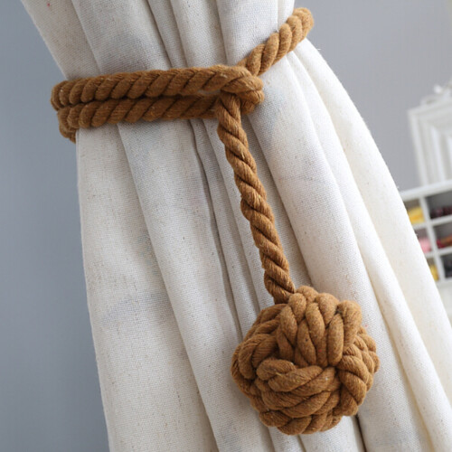 (Light coffee) 2x Curtain Cotton Rope Ball 2