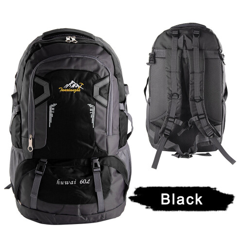 (Black) 60L Backpack Outdoor Travel Waterproof