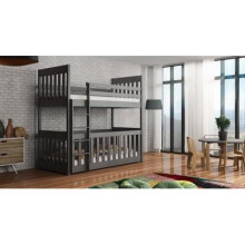 (Graphite, Foam Mattress) Wooden Bunk Bed Cris with Cot Bed