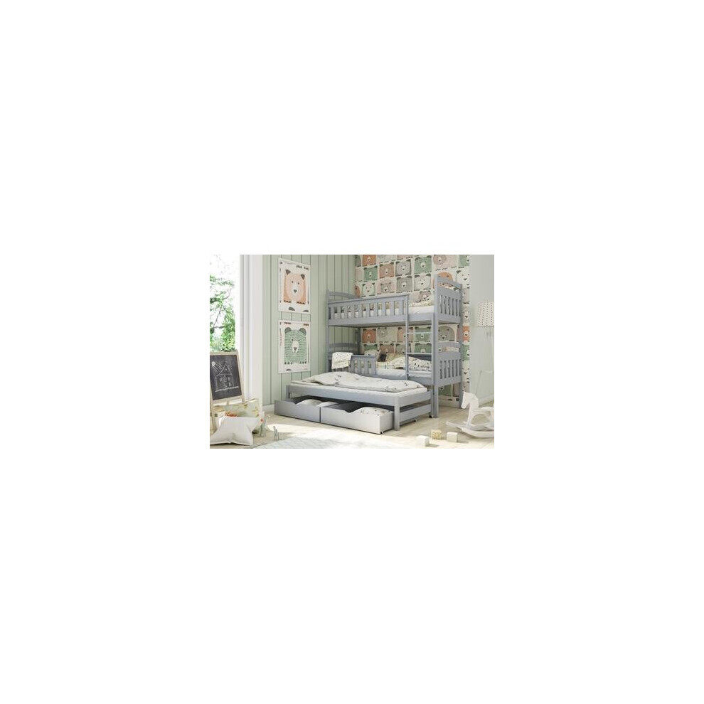 Arthauss (, Foam/Bonnell Mattress) Wooden Bunk Bed Harriet With Trundle And Storage Grey