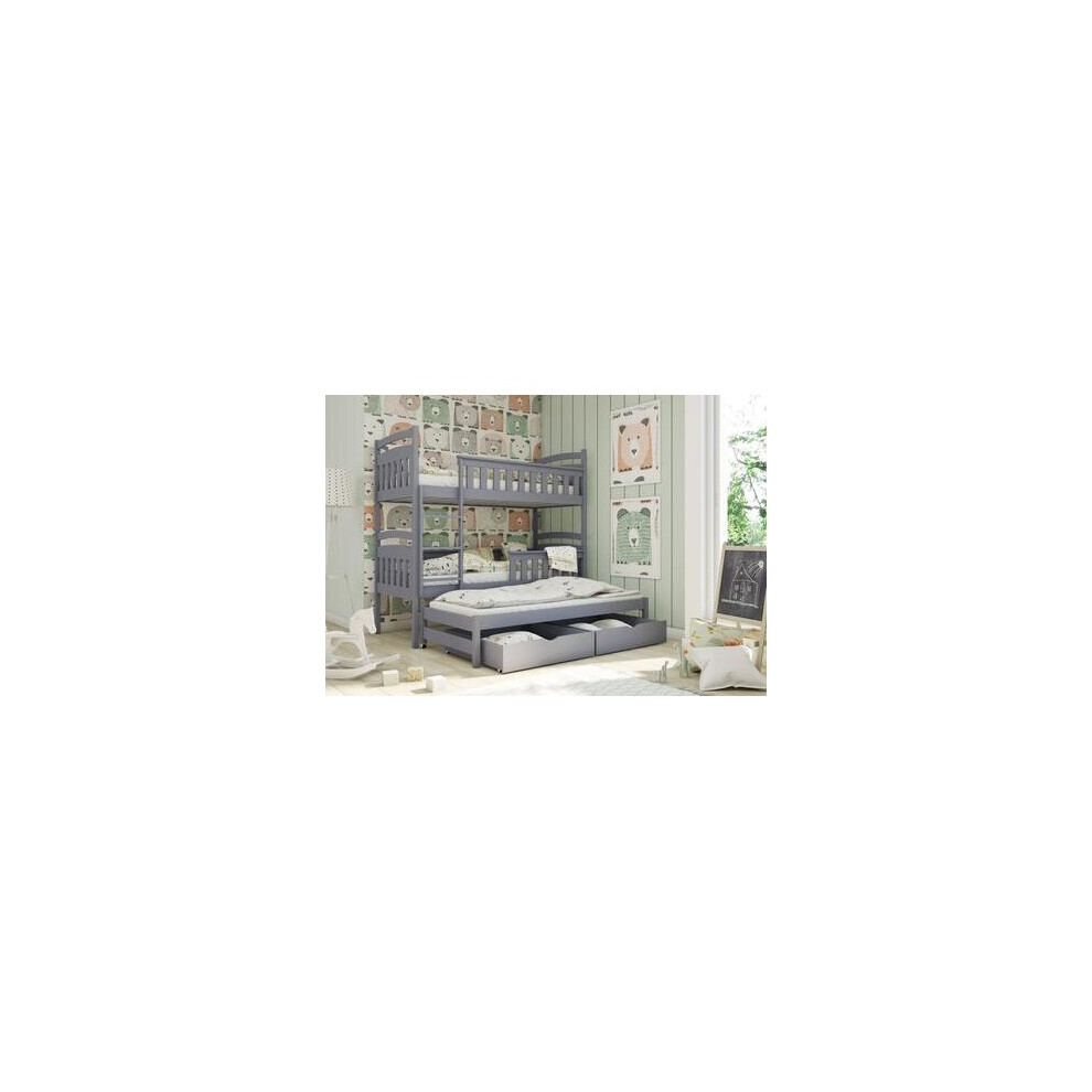Arthauss (Graphite, No Mattress) Wooden Bunk Bed Harriet With Trundle And Storage White