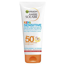 Garnier Ambre Solaire Kids Sensitive Water Resistant Sun Cream Protection Lotion SPF50+, No Fragrance No Purfume 200 ml