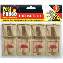 4pk Wooden Mouse Traps for Indoors by Pest Police Durable Reusable