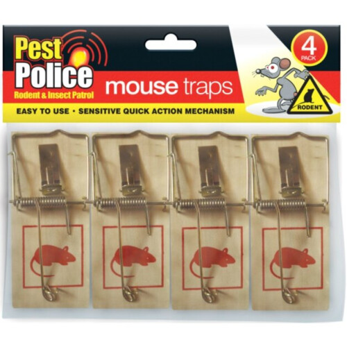 4pk Wooden Mouse Traps for Indoors by Pest Police Durable Reusable