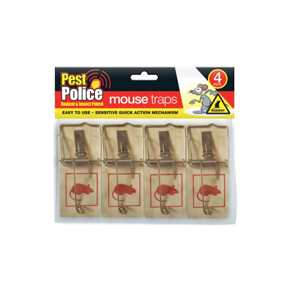 4pk Wooden Mouse Traps for Indoors by Pest Police Durable Reusable