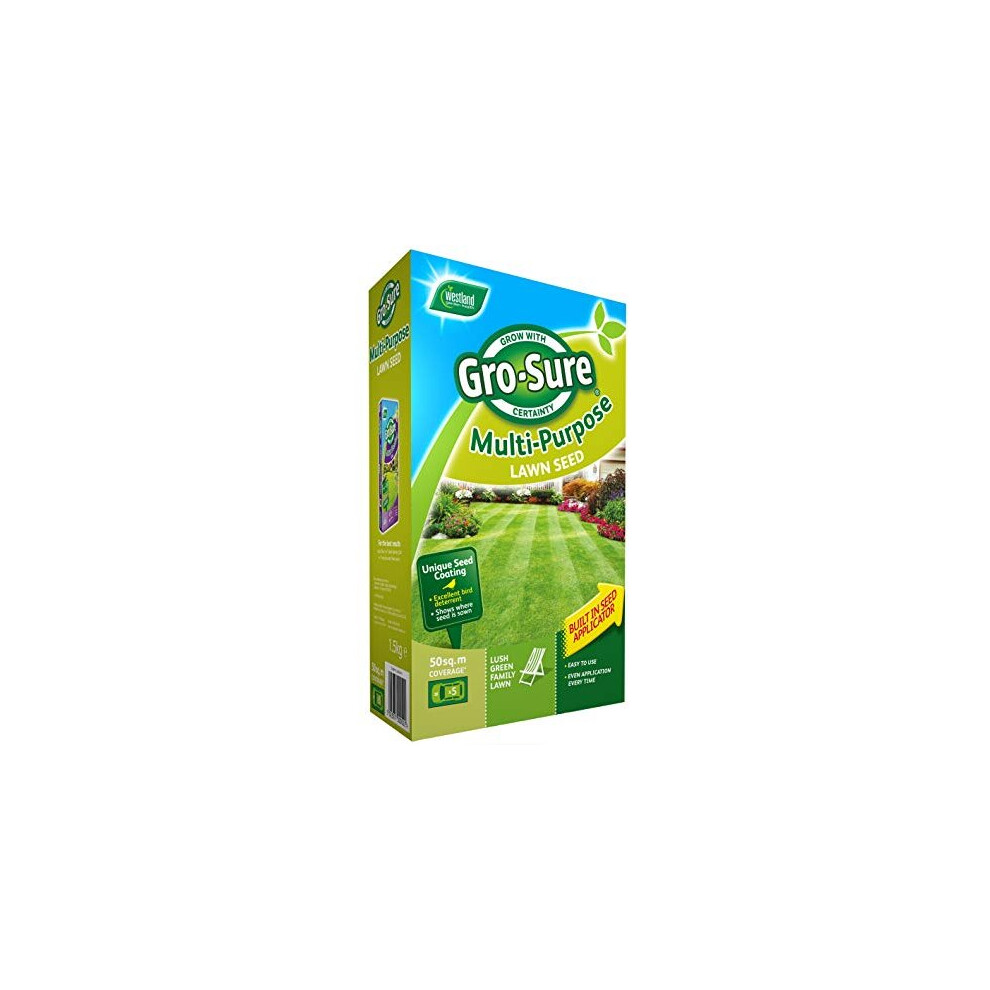Westland Gro-Sure Multi-Purpose Grass Lawn Seed, 50 M2, 1.5 Kg