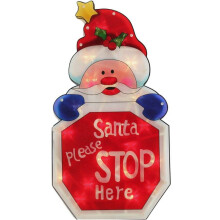(Santa Stop Here Sign) Double-sided Xmas Silhouette Decoration Led Window Lights With Metallic Effect Christmas Lights