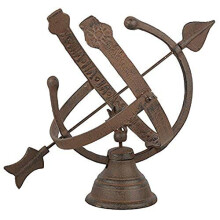 Fallen Fruits Cast Iron Armillary Sundial - Brown