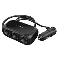 12V 3 Way Car Cigarette Lighter Socket Splitter USB Charger Power Adapter
