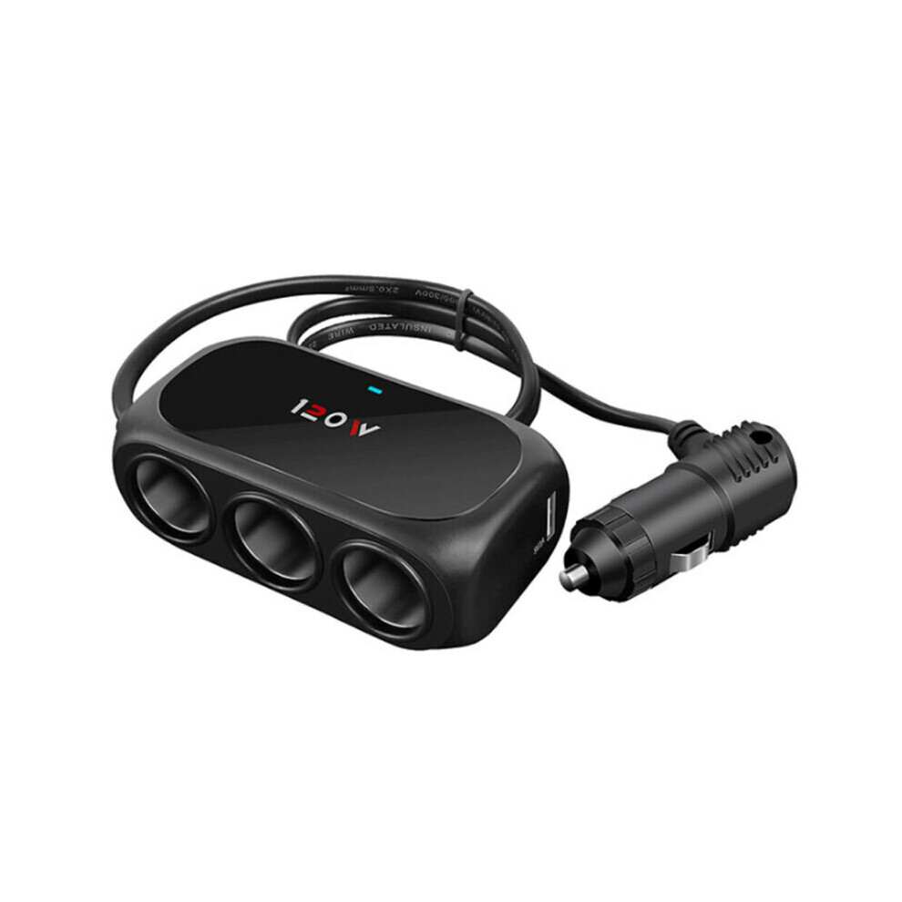 12V 3 Way Car Cigarette Lighter Socket Splitter USB Charger Power Adapter