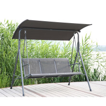 Angel Living 3-Seater Textilene Swing Chair Grey 170x110x153 cm UV-Protected Weatherproof Patio Swing for Outdoors