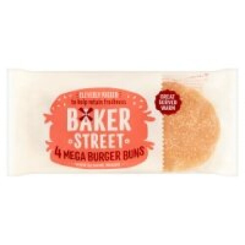 Baker Street 4 Mega Burger Buns with Sesame Seeds (4s)