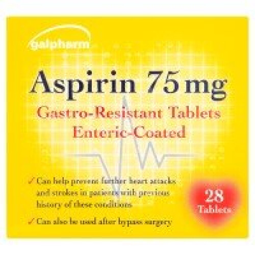 Galpharm Aspirin 75mg Gastro-Resistant Tablets Enteric-Coated 28 Tablets (12 x 28s)