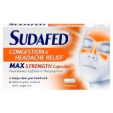 Sudafed Congestion & Headache Relief Max Strength Capsules 16 Capsules (6 x 16ppk)