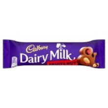 Cadbury Dairy Milk Fruit & Nut Chocolate Bar 49g - Creamy Milk Chocolate with Dried Grapes & Almonds (Vegetarian) 7.6223E+12